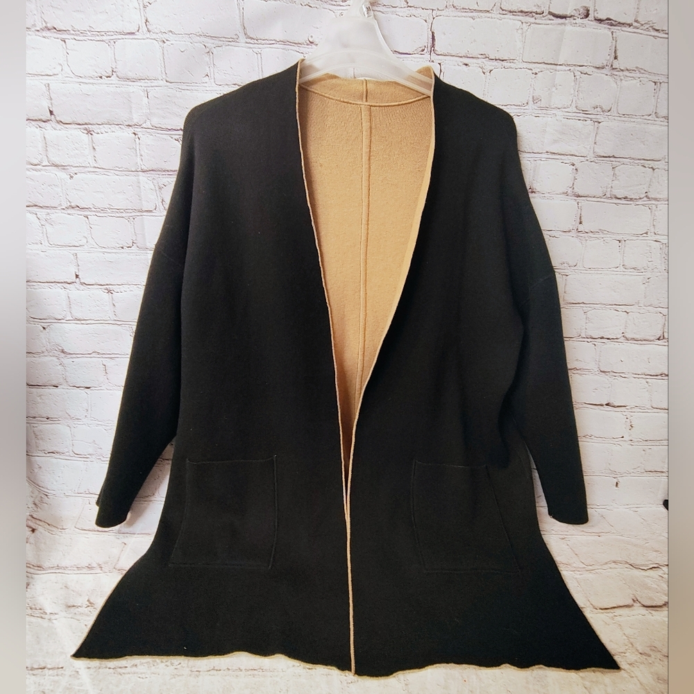 J.Jill Reversible Topper Coat 2X Pockets Minimalist Long - Picture 4 of 13
